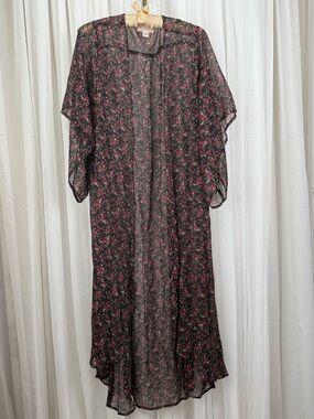 Band of Gypsies Floral Boho Long Kimono Duster Cardigan Large